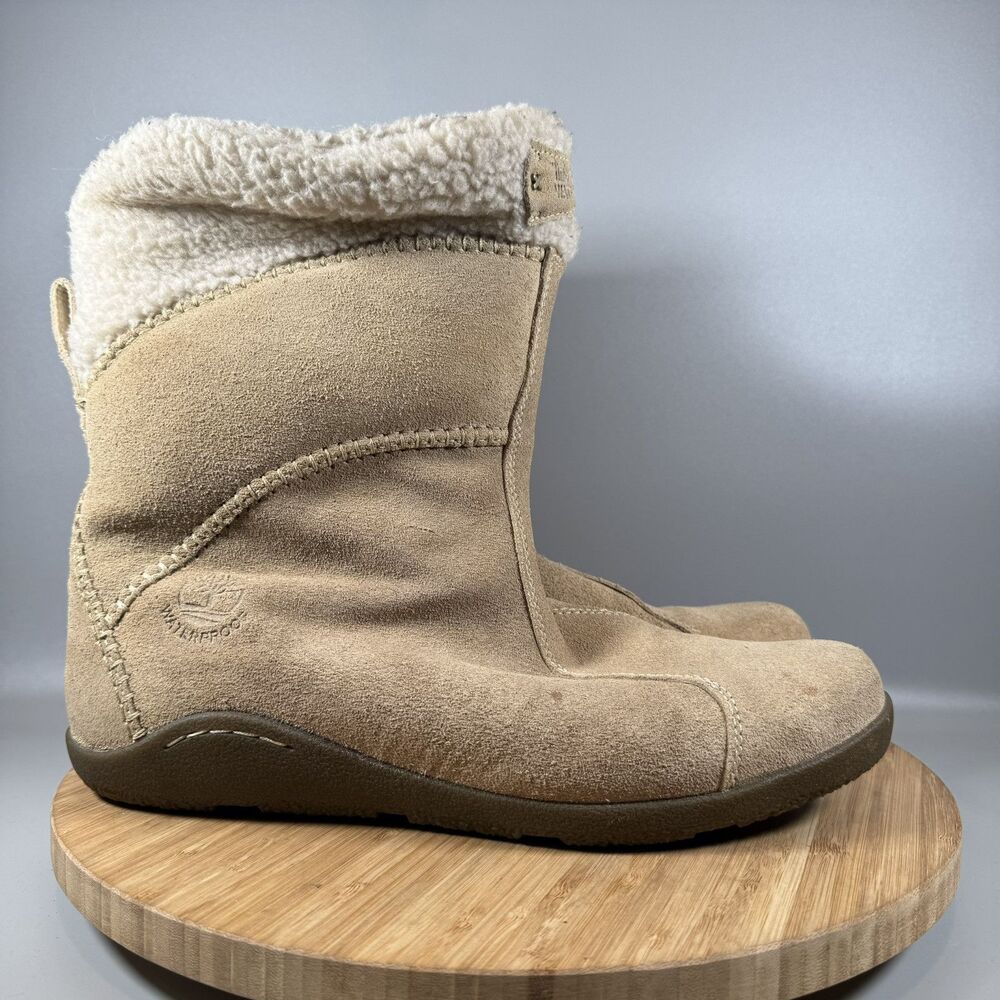 Timberland‎ Women 11 M Earthkeepers Beige Suede Avebury Ankle Boots Pull-On